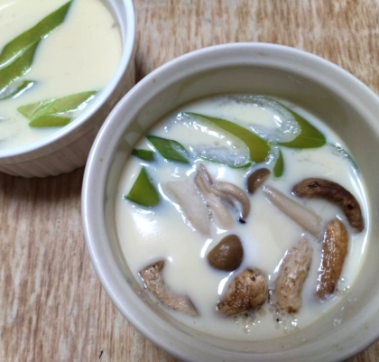 お鍋でささみと椎茸の茶碗蒸し