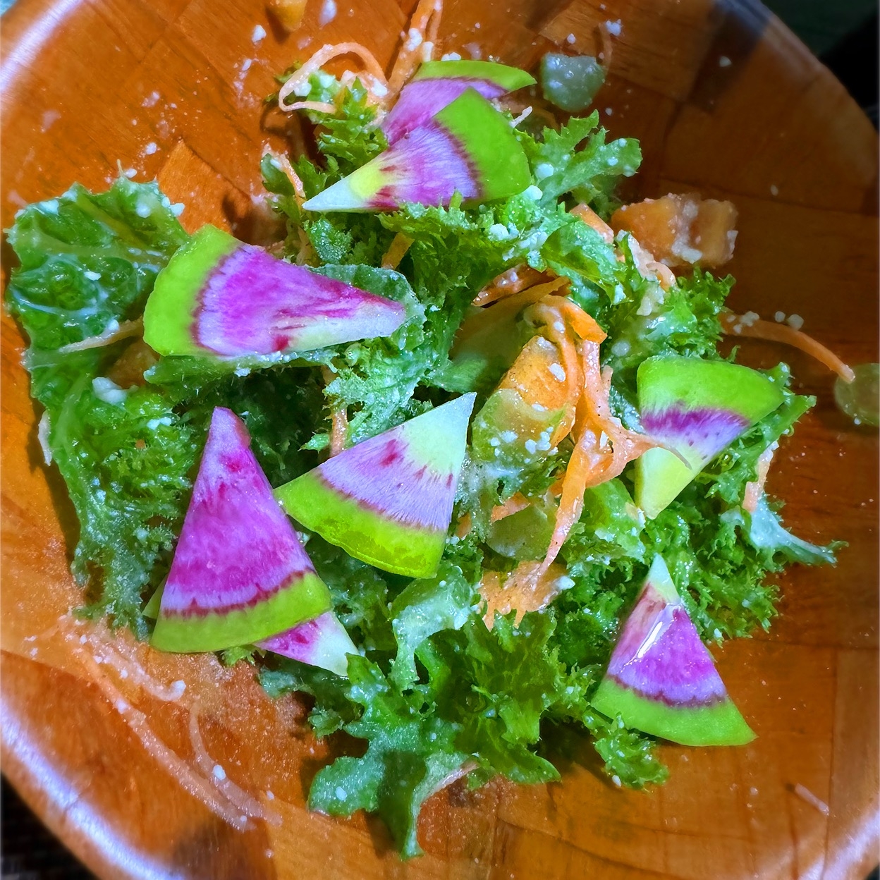 柿とわさび菜の酒粕豆乳シーザーサラダ