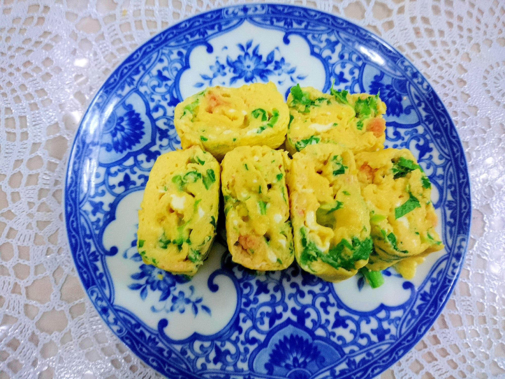 卵焼き✡️焼き明太子とかぶの葉