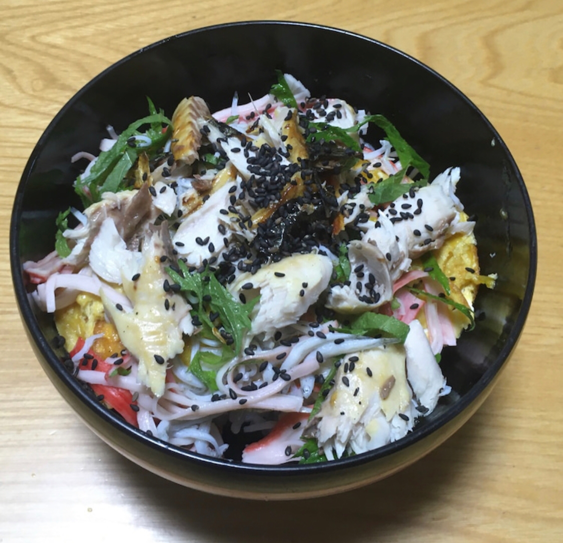 焼きサバ＆ジャコ丼