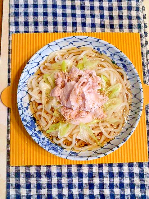 豚と長ネギのぶっかけうどん♪