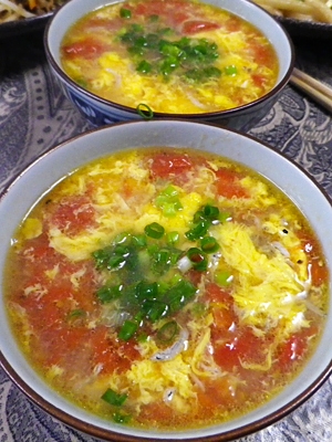 スピード料理、トマト卵しらすスープ