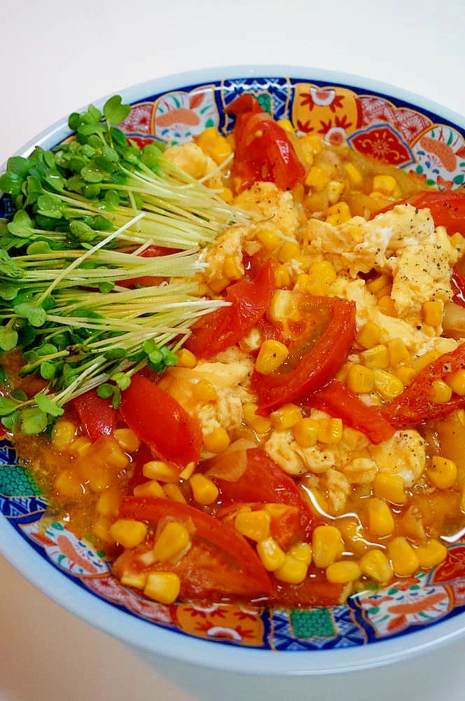 10分で出来る！トマトと卵とコーンの中華炒め レシピ・作り方 by