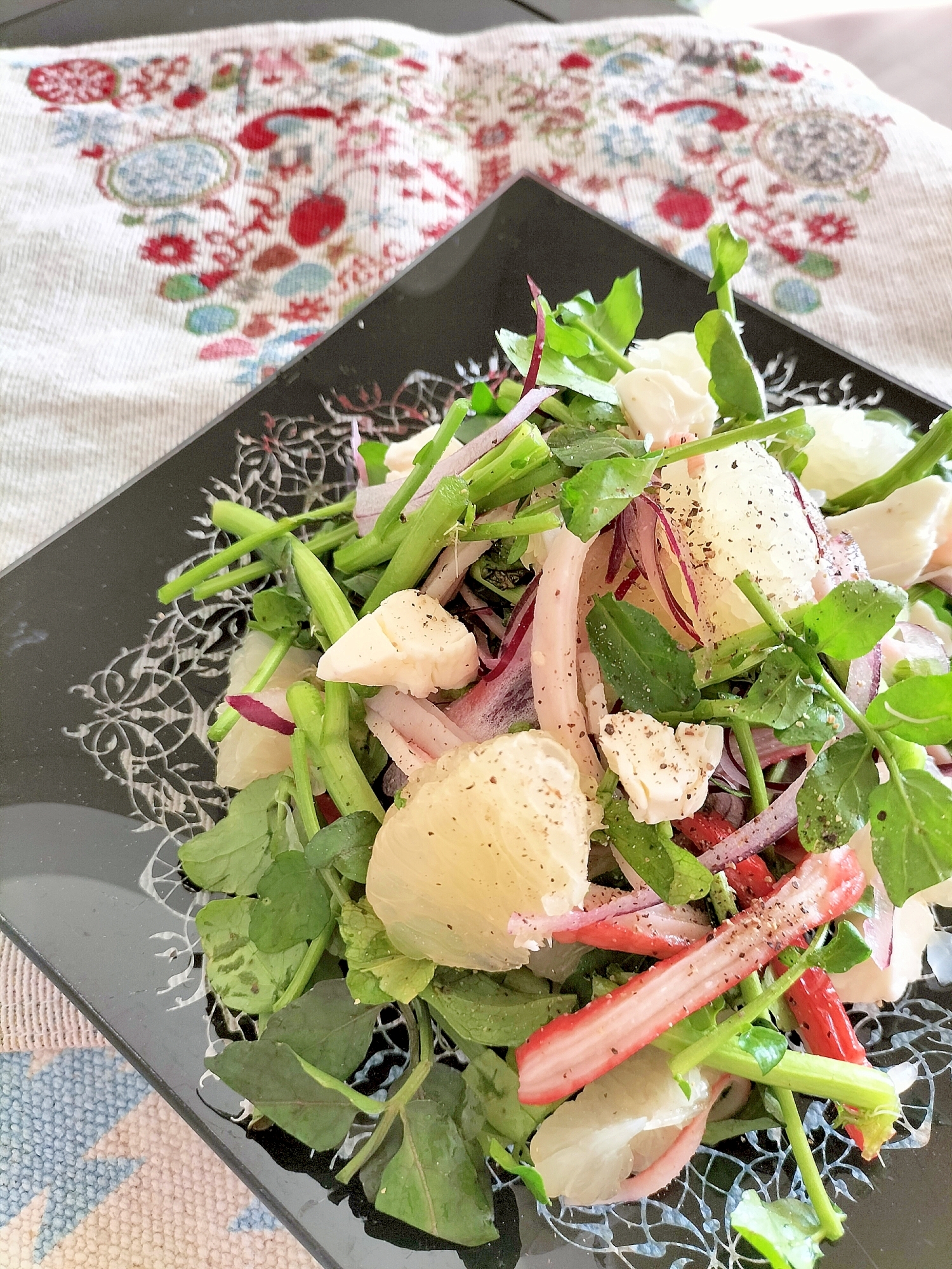 冬のご馳走♪メロゴールドとクレソンのチーズサラダ