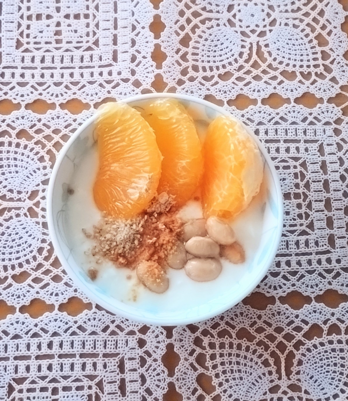 八朔と蒸し大豆のきな粉ヨーグルト◇