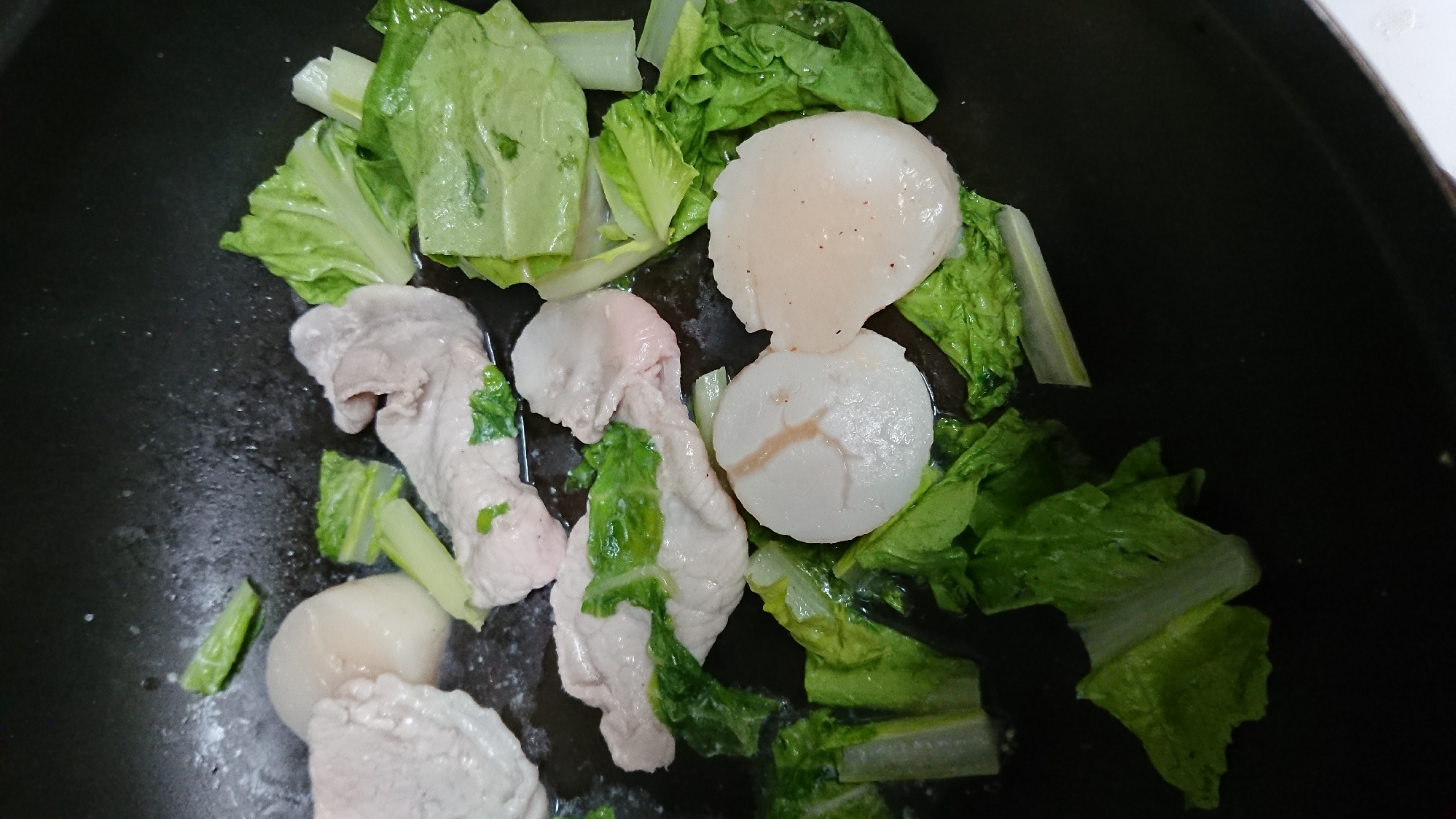 小松菜と豚しゃぶ肉の塩炒め