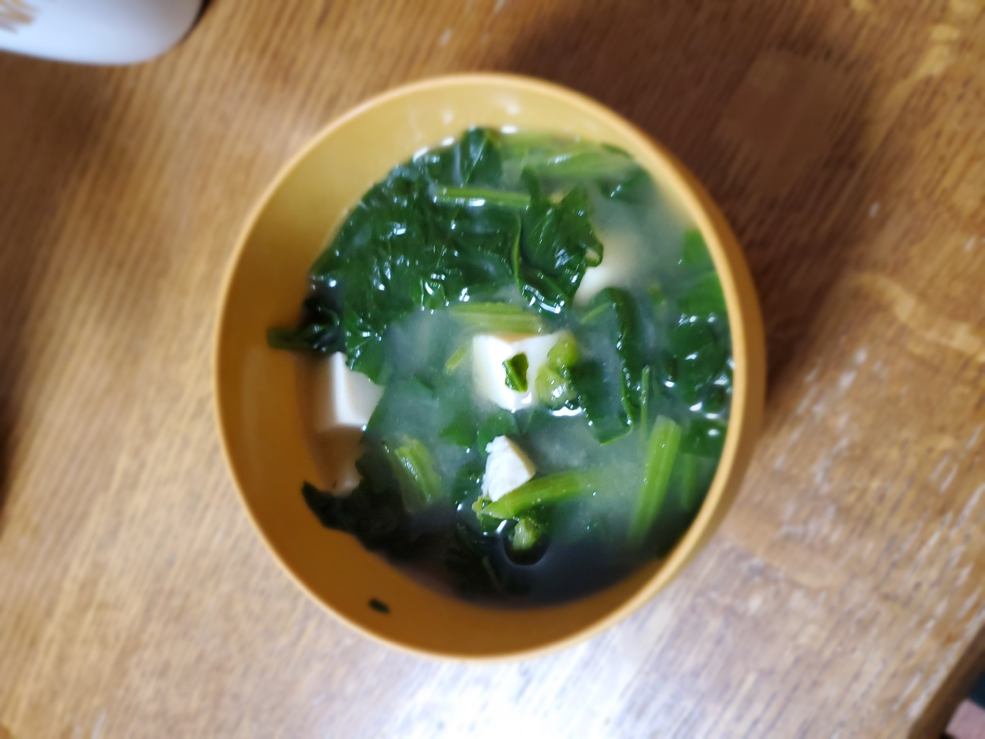 ほうれん草たっぷりの豆腐お味噌汁