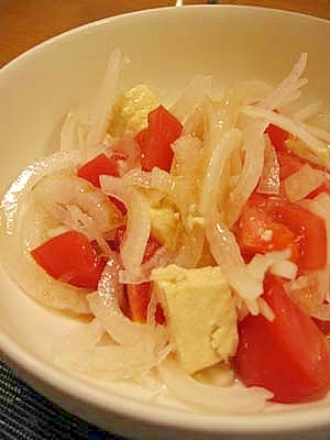 塩麹豆腐・新玉ねぎとトマトのサラダ