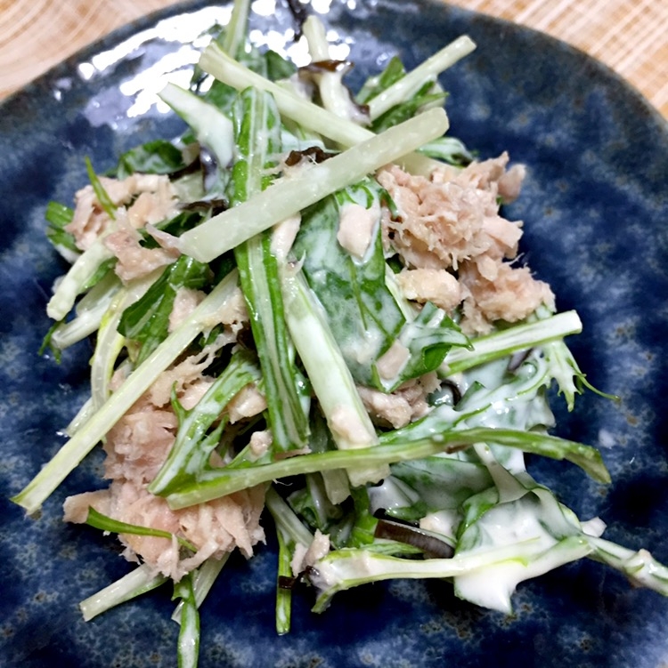 水菜とツナの塩昆布和え