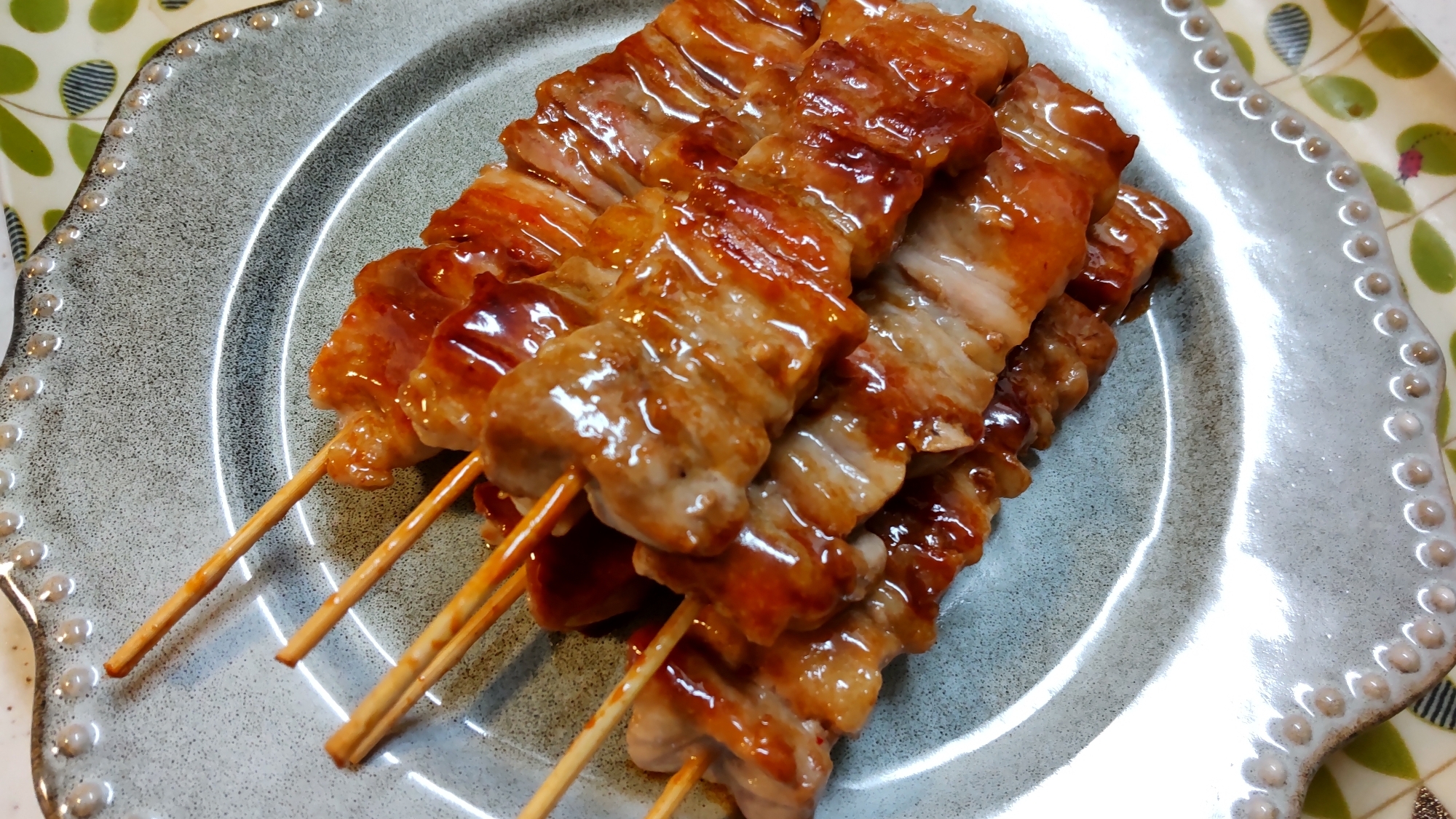 市販の焼き鳥たれで♪豚バラ串