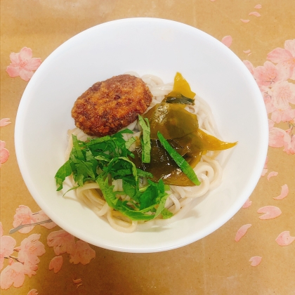つくねとワカメのうどん