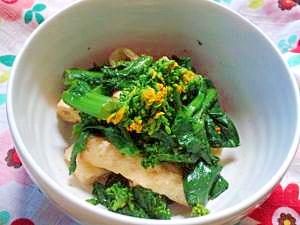 春を食べよう! 花つき小松菜と焼き油揚げの和え物