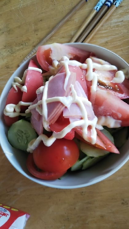 野菜とハムのせ素麺