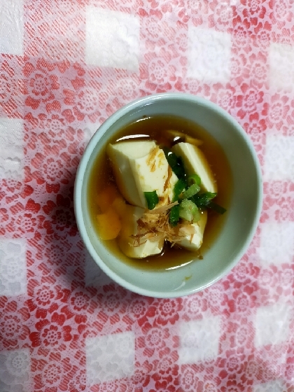 夢シニアちゃん٩(ˊᗜˋ*)و♪寒くなりましたね～麺つゆ豆腐美味しかったです‪٩(*´︶`*)۶‬麺つゆ使うと旨みがいいですね♪♪