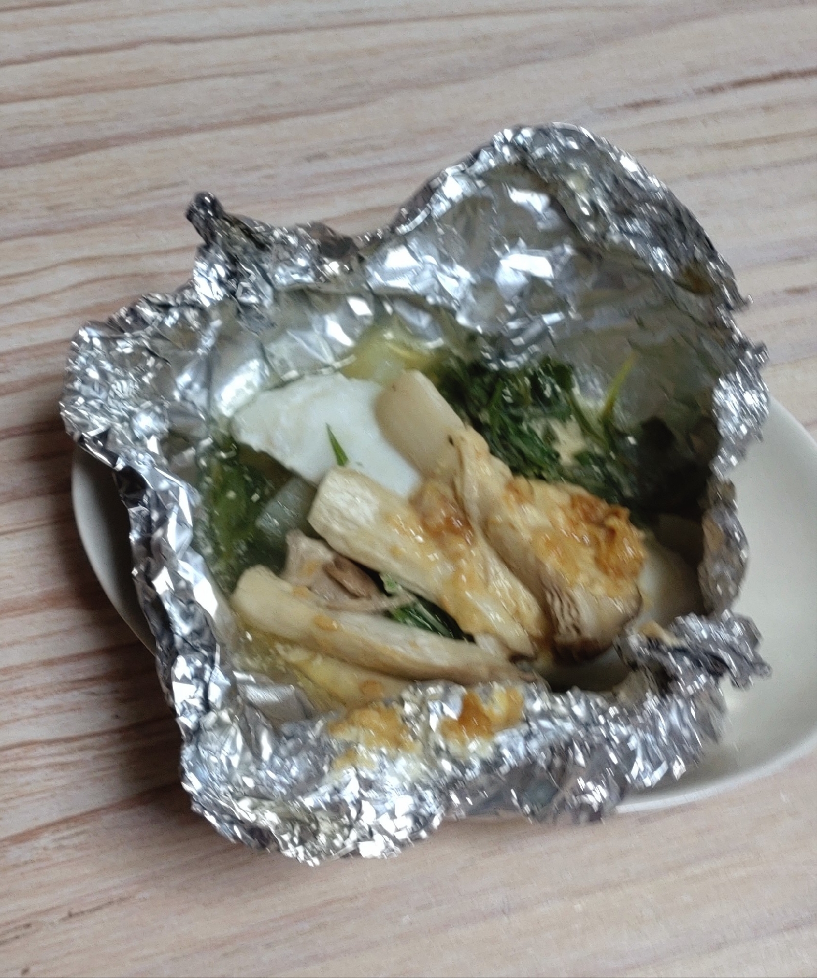 エリンギと水菜のタラホイル焼き