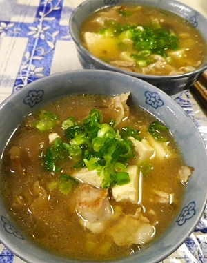 豚搾菜豆腐スープ