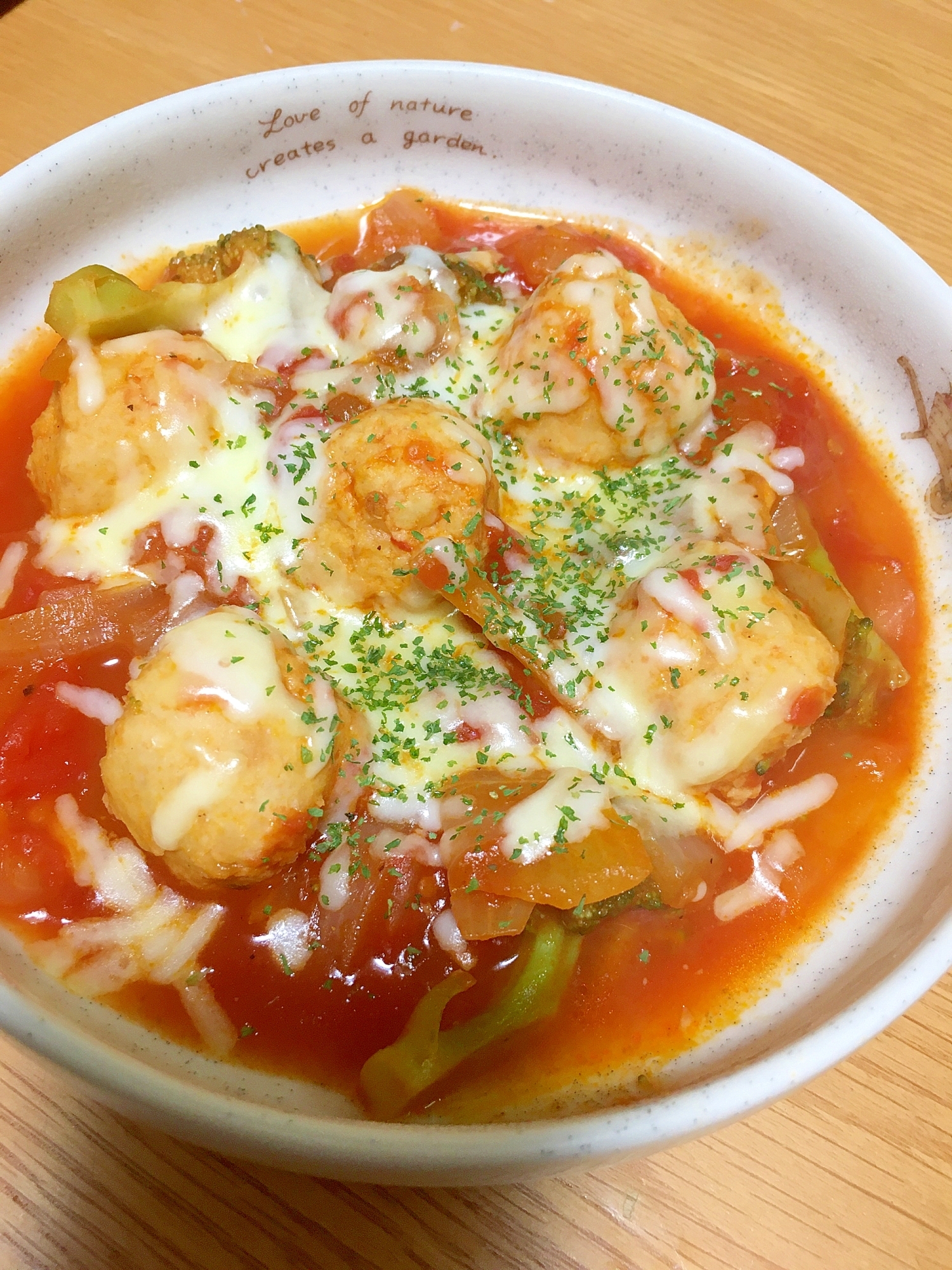 鶏団子と野菜のトマトチーズ煮込み