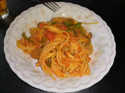 おつまみにもなるお手軽ナポリタン