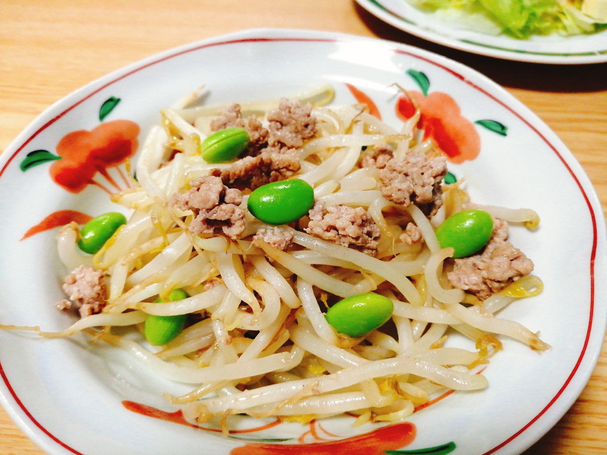 包丁不要！豚ひき肉ともやしと枝豆のシャンタン炒め