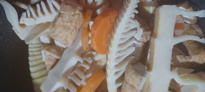 たけのこと厚揚げと人参の煮物