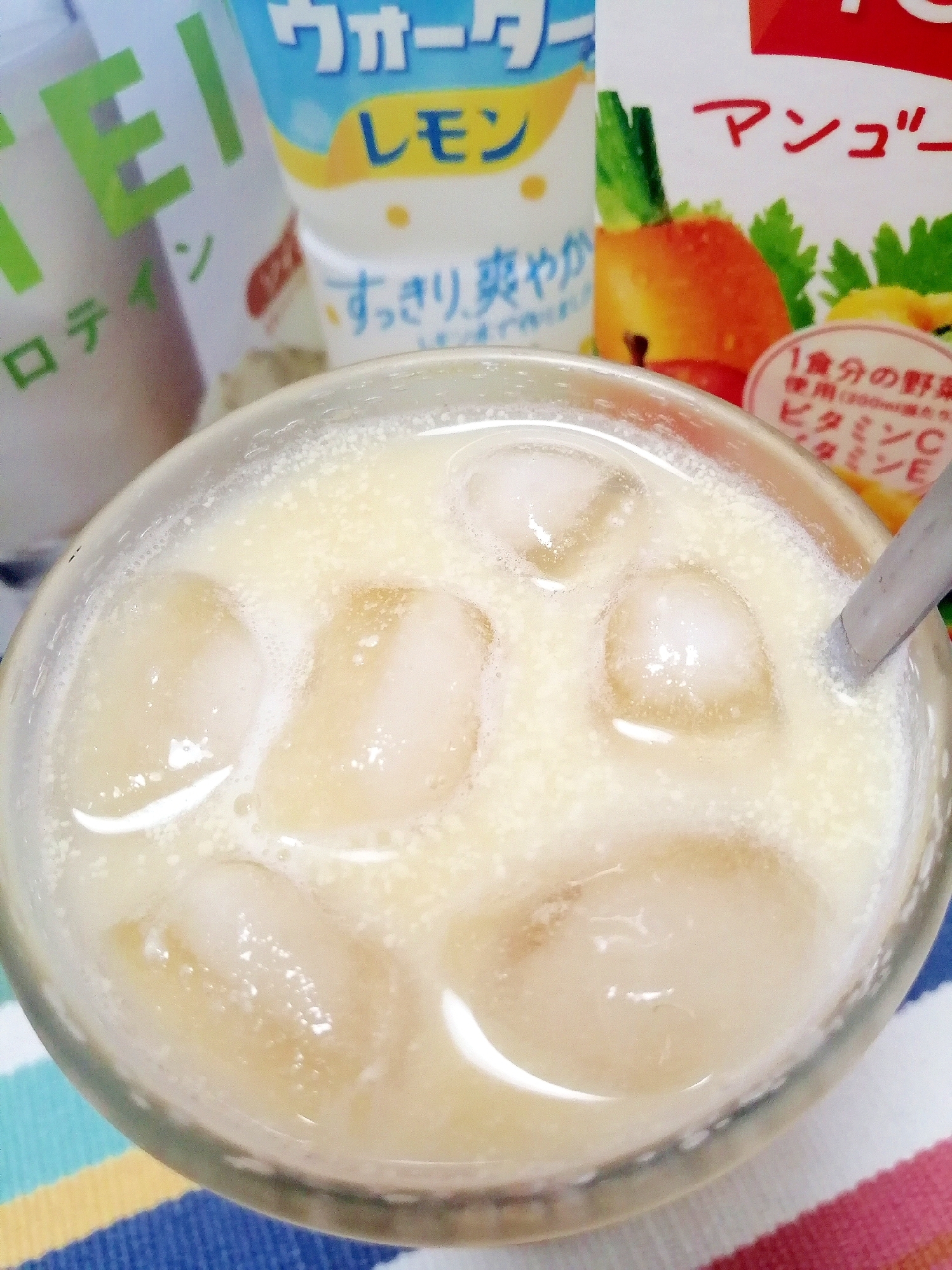 アイス☆マンゴーカルピスプロテインミルク♪