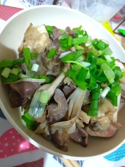 豆腐と舞茸豚肉こんにゃくの煮物