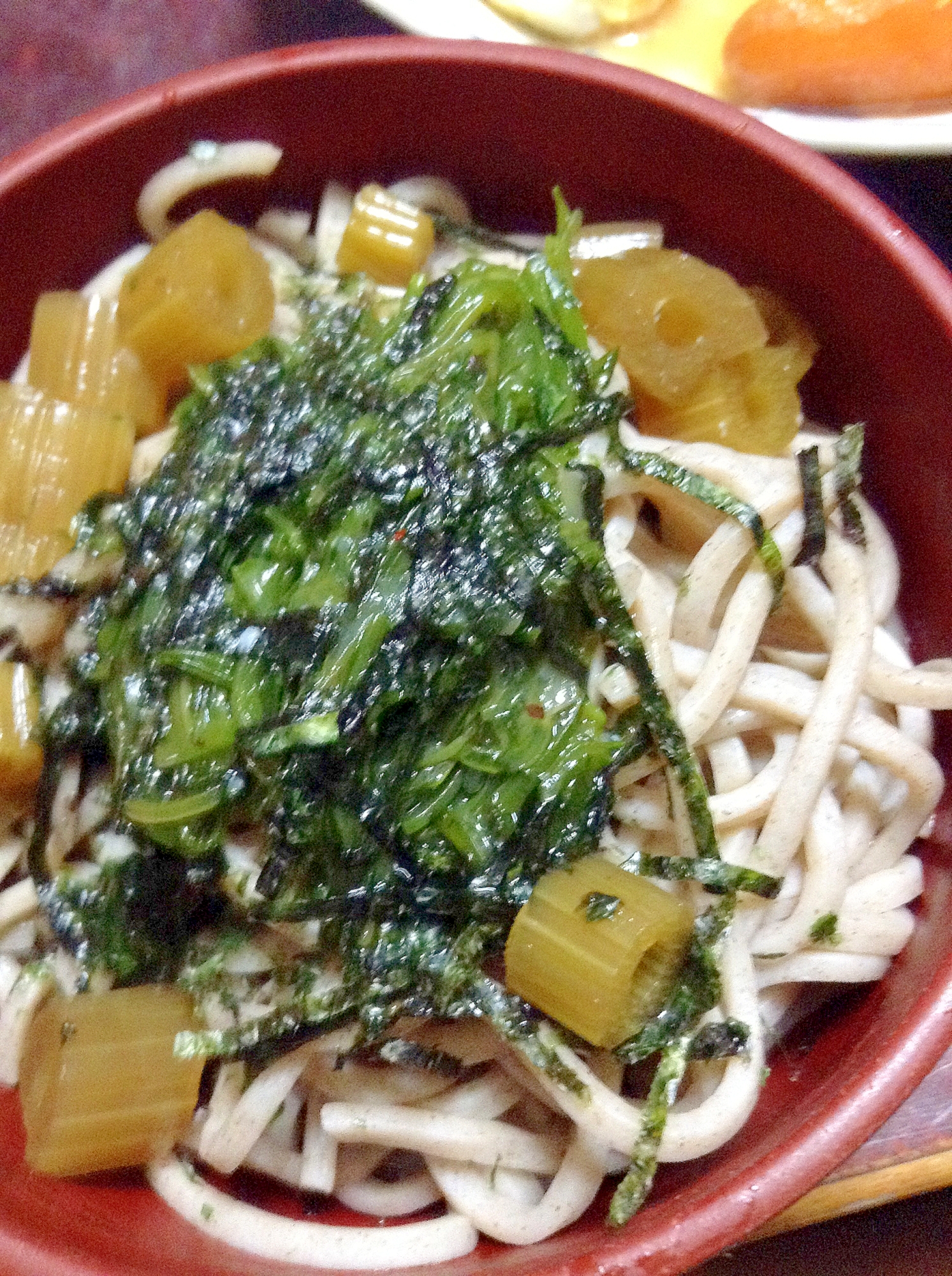 ふきとメカブの冷やし蕎麦【食物繊維で腸内環境改善】