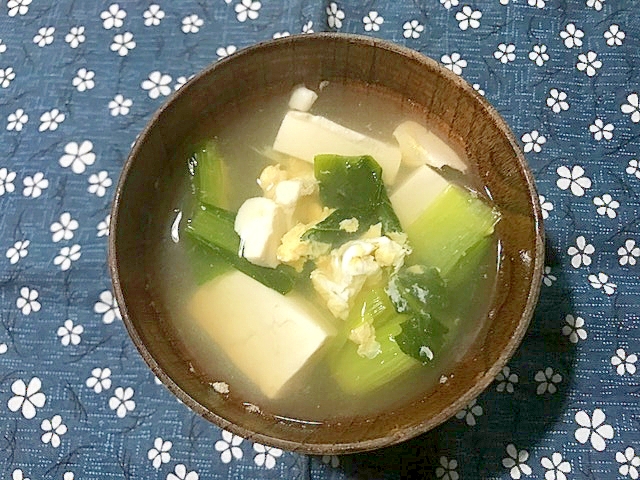 小松菜と豆腐の卵とじ汁