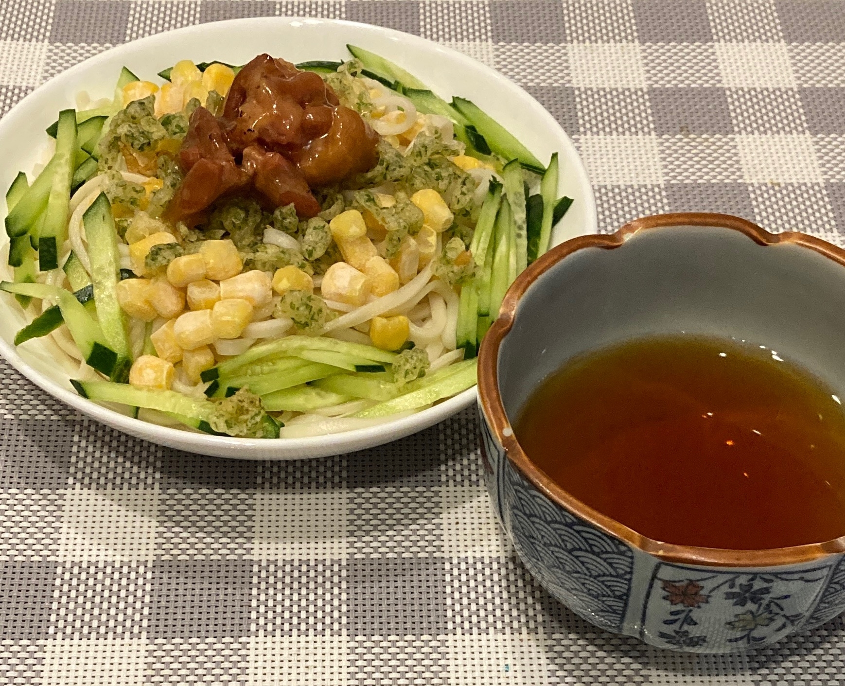 コーンたっぷり☆冷やしうどん♪