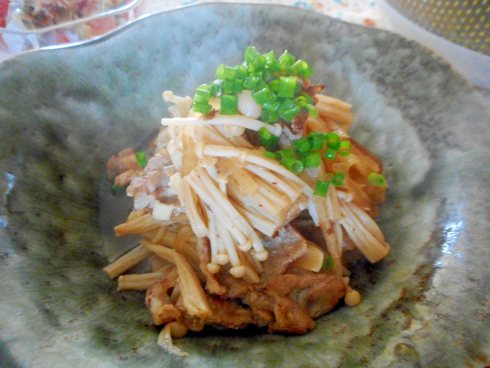 千切り大根と豚肉とえのきのめんつゆ煮