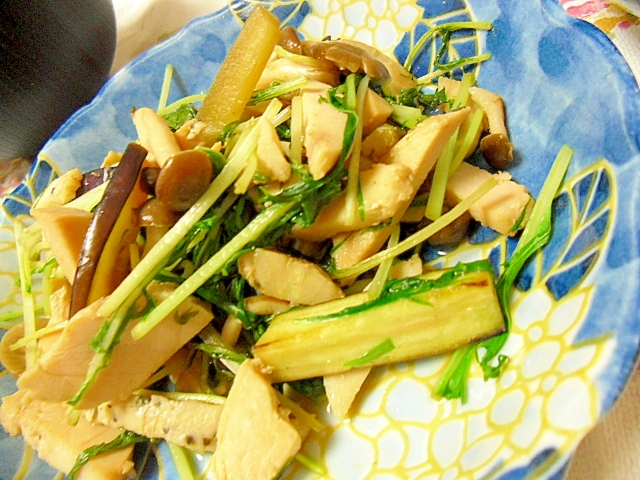 鶏ハムと水菜の野菜炒め