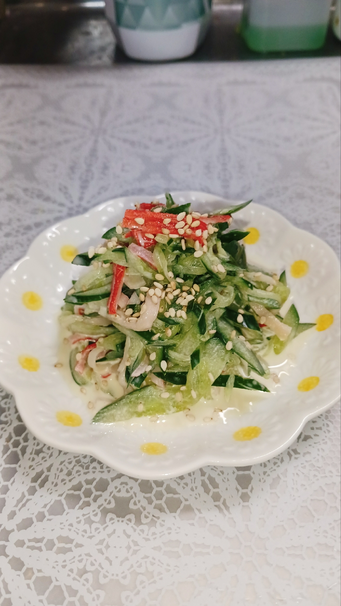 きゅうりとカニカマのオイマヨ和えꯁꯧ