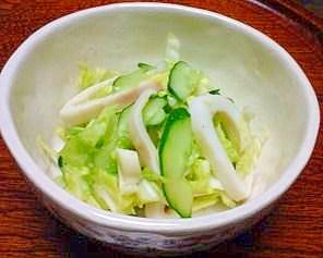 信州名物　春キャベツと塩丸いかの和え物