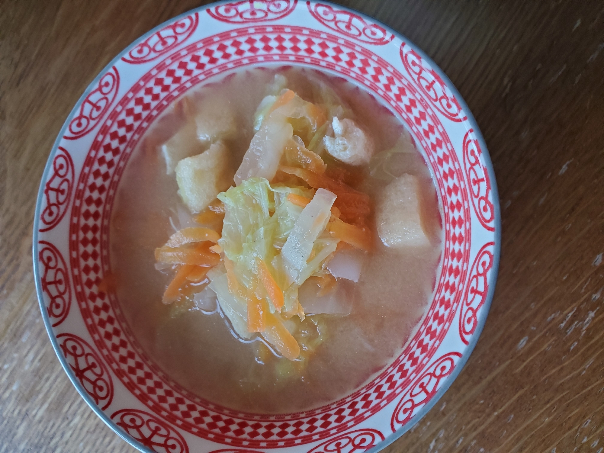 ポカポカ白菜と人参の生姜お味噌汁