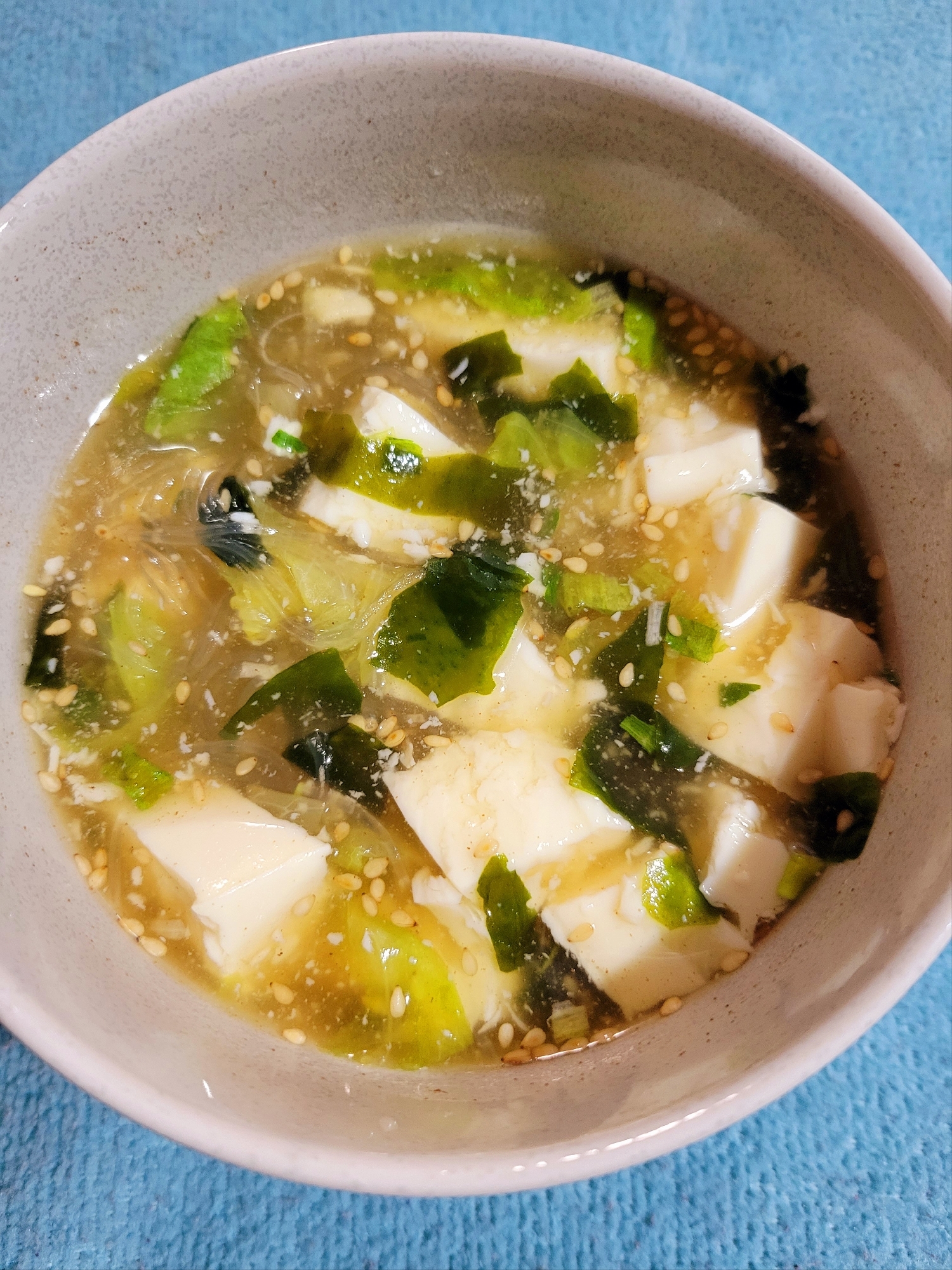 お手軽☆豆腐わかめ春雨スープ