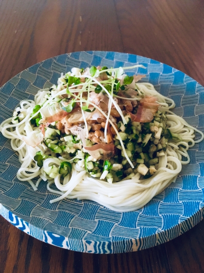 山形のだしで☆ぶっかけ納豆そうめん