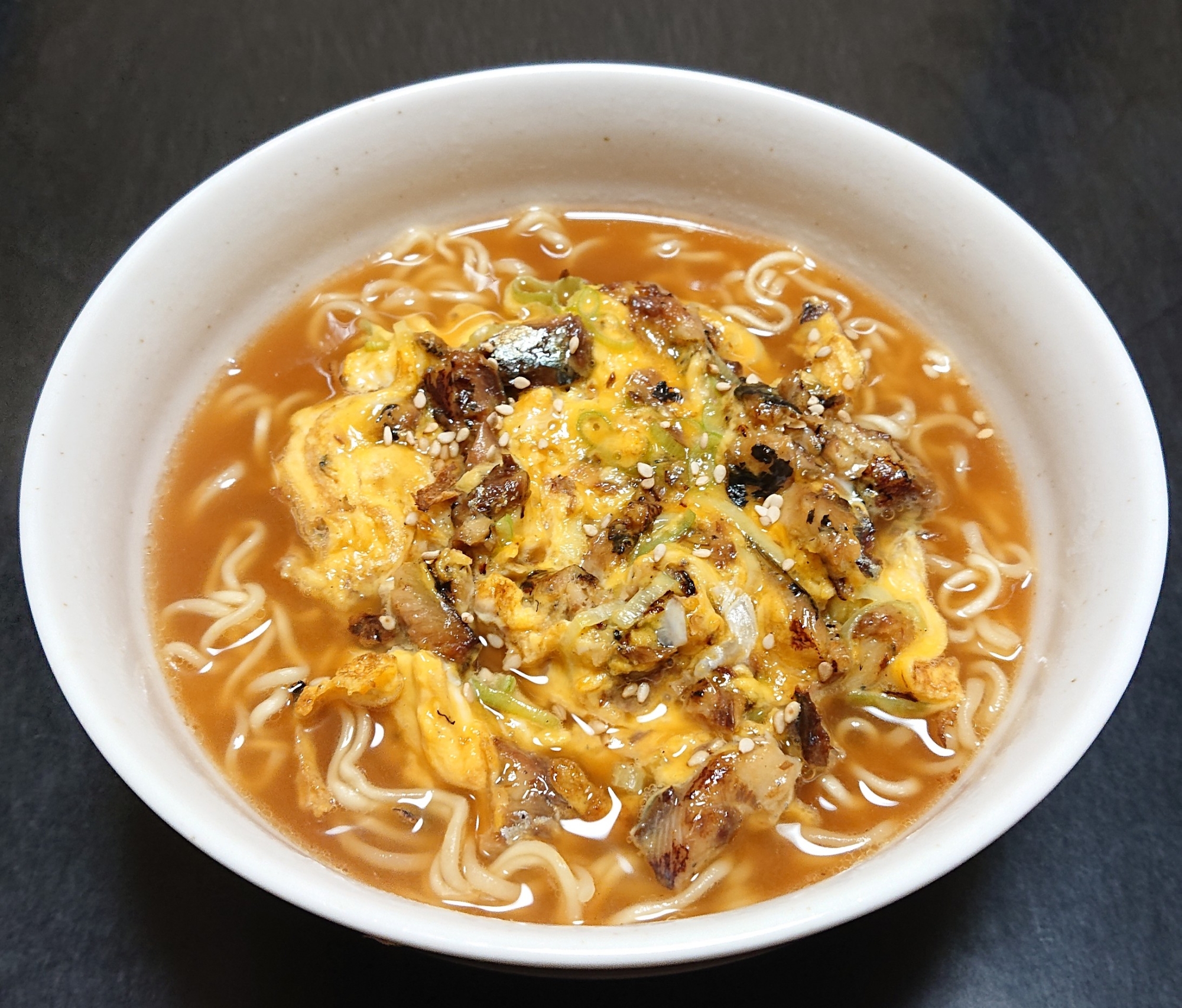 インスタントで☆鰯の玉子とじ味噌ラーメン