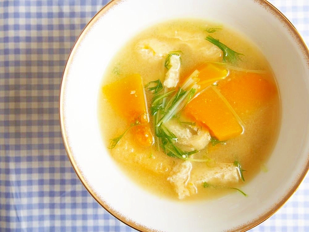 シャキホク食感！水菜と南瓜のお味噌♪