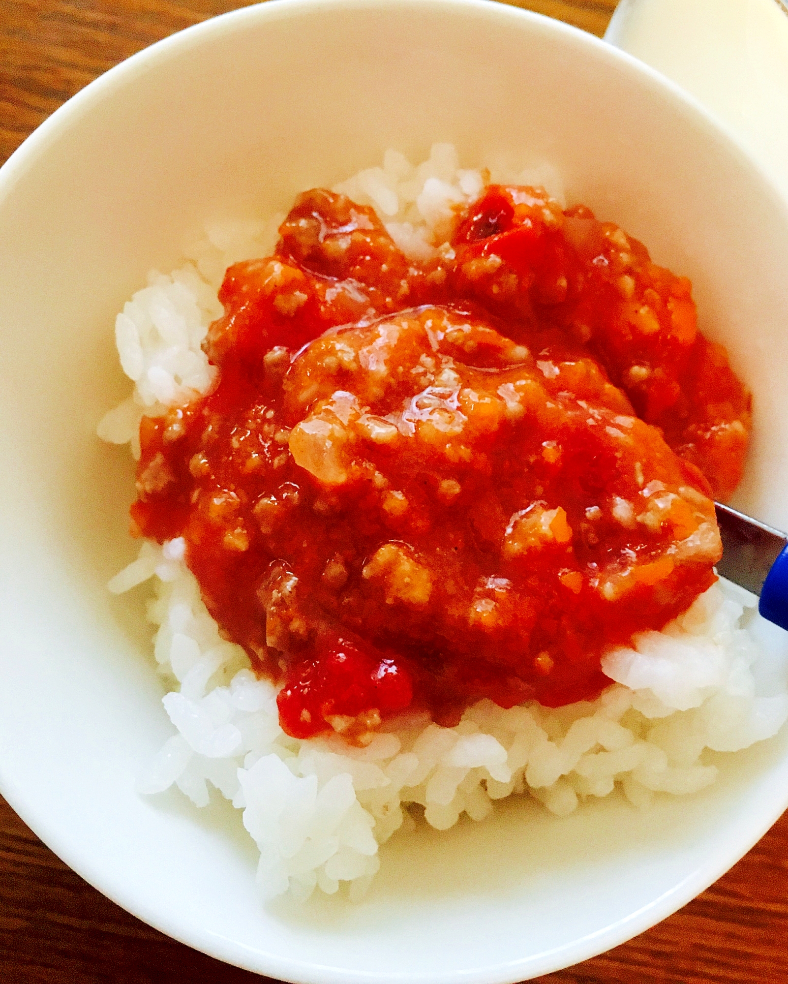 簡単一人ランチ☆ミートソース乗せご飯