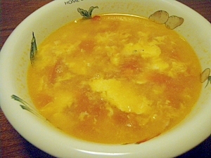 トマトとベーコンのふんわり卵スープ
