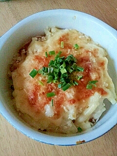 長芋を使って味噌風味マカロニグラタン