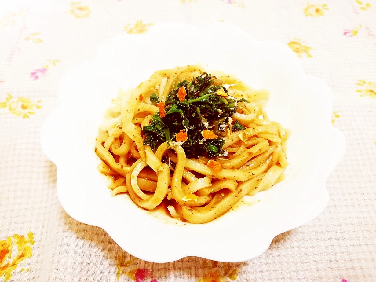 蜜柑風味♪かつお菜ふりかけの手作りパスタ