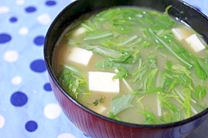 シャキシャキ水菜と豆腐のお味噌汁★