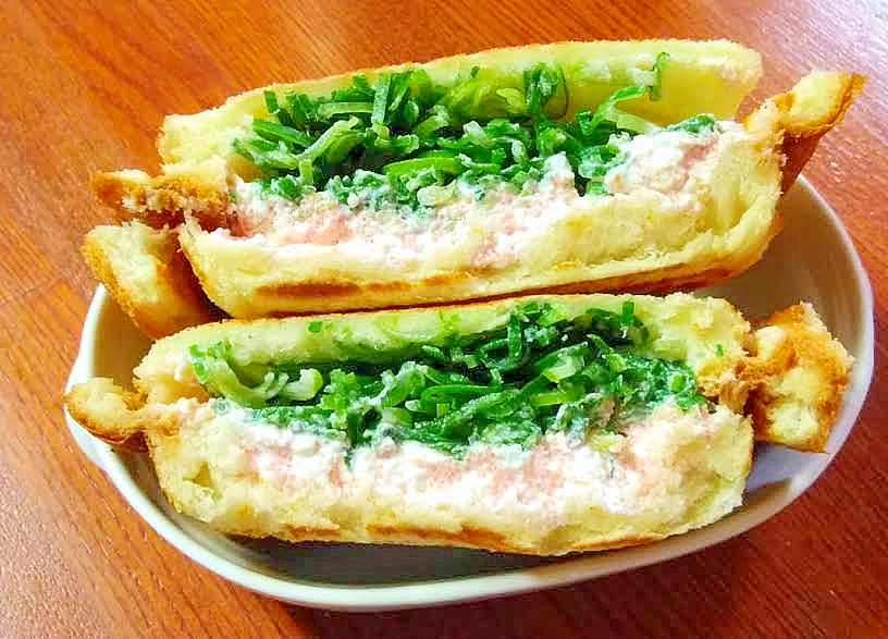 萌え断 明太子ネギチーズの和風ホットサンド レシピ 作り方 By やつはしゆうこ 楽天レシピ
