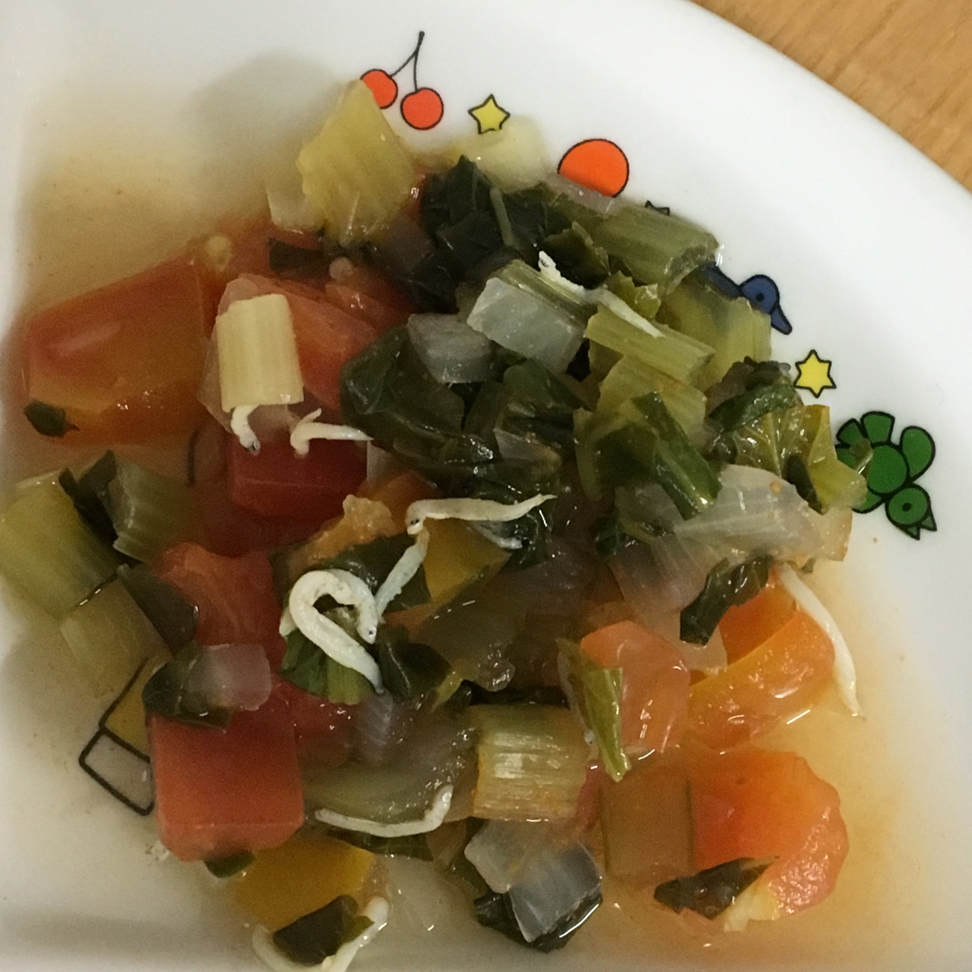 離乳食完了期 小松菜とトマトのスープ煮 レシピ 作り方 By かぞくのごはん 楽天レシピ