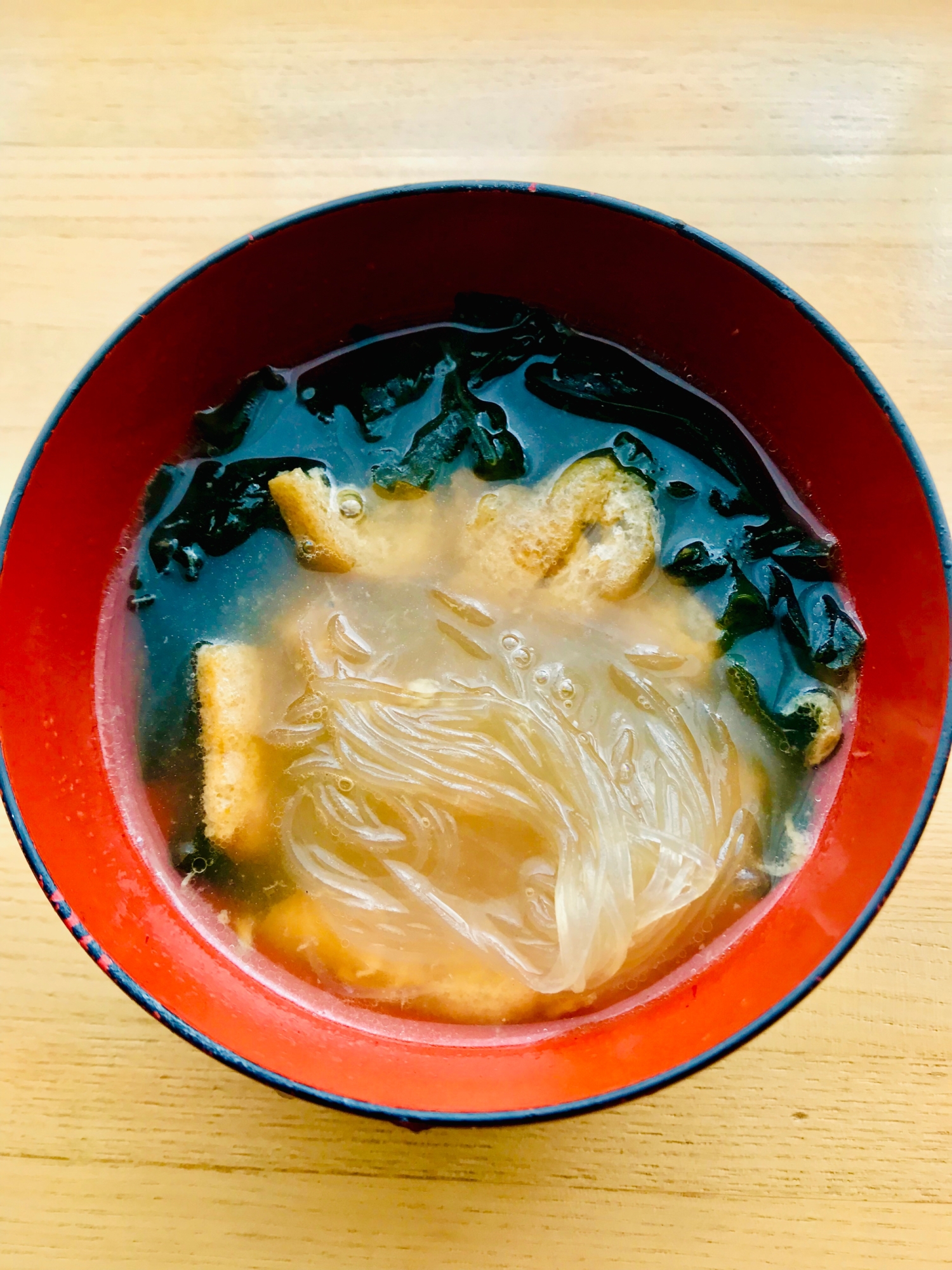 【男子節約】ワカメと揚げの春雨スープ