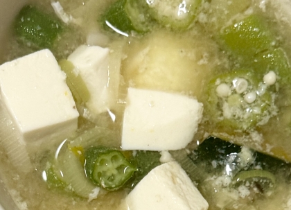 木綿豆腐と長ネギの冷やし味噌汁