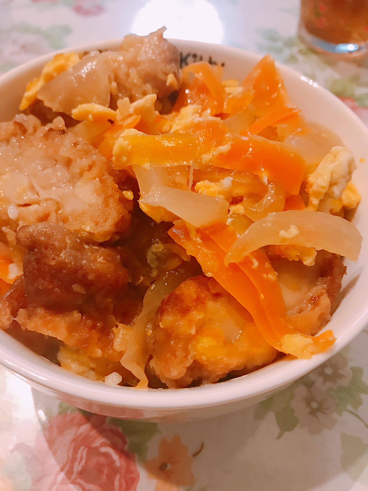 唐揚げの残りで♡卵とじ丼