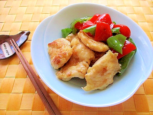 鶏むね肉とパプリカピーマンの焼き浸し