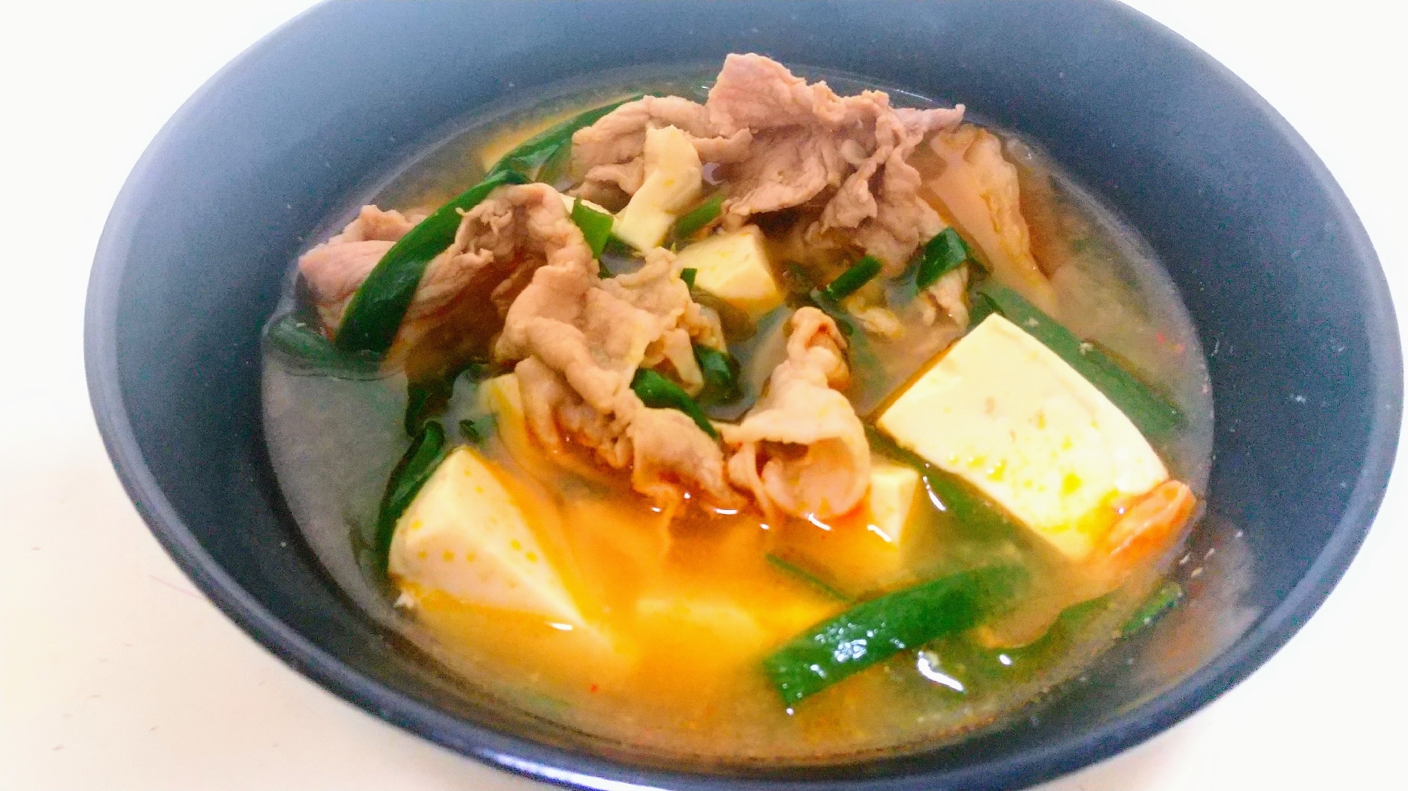 豚こまニラ豆腐キムチスープ